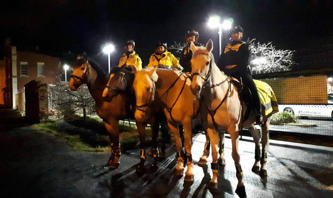 The Mounted Branch in Albert Street Ballarat during White Night 2019. Picture by Victoria Police.