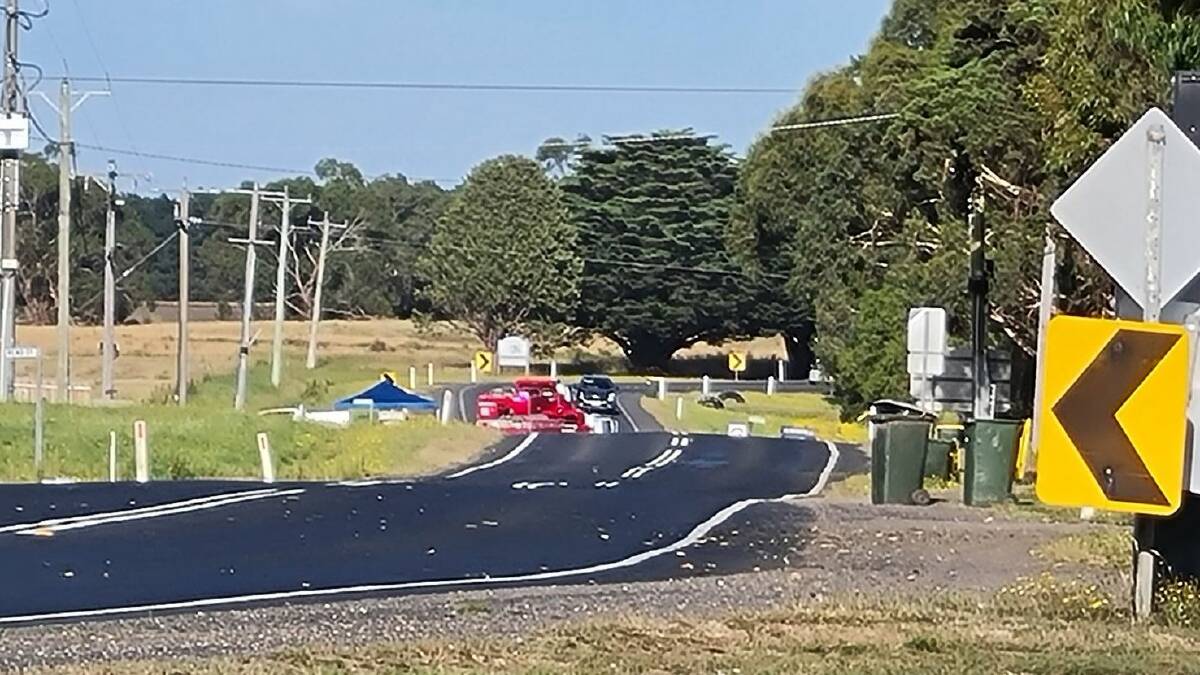 A female passenger died at the scene of Tuesday's pre-dawn crash in Meredith. Two sedans and a ute collided on the Midland Highway. Picture by Gabrielle Hodson.