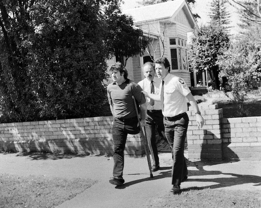 SEPTEMBER 28, 1986: The day after he shot dead police officer Maurice Moore in Maryborough, one-legged killer Robert Nowell walked into a Ballarat North home and gave himself up. It just happened to belong to then Courier photographer Herman Ruyg, who was gardening at the time. Picture by The Courier.