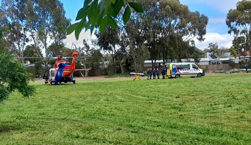 The teenager has been flown from Bacchus Marsh to a Melbourne hospital. Picture by Melbourne West Imagery.