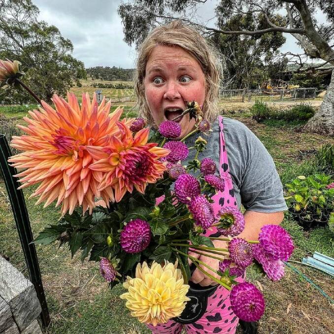 Nikki Davey at work on the family's Glenmore property,. south of Ballan. Picture Instagram.