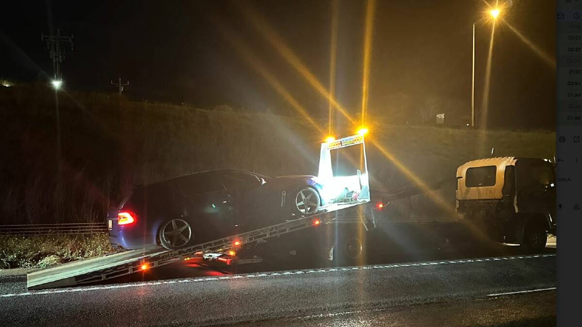 The allegedly speeding station wagon was impounded on the Western Freeway. Picture by Victoria Police.
