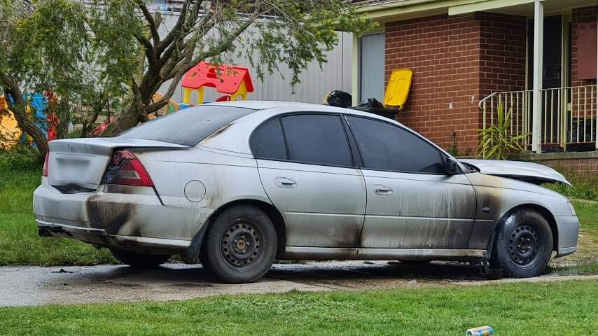A second car was set on fire in a separate Tuesday morning incident at Mount Pleasant. Detectives say the Kenworthy Place fire is suspicious. Picture supplied.