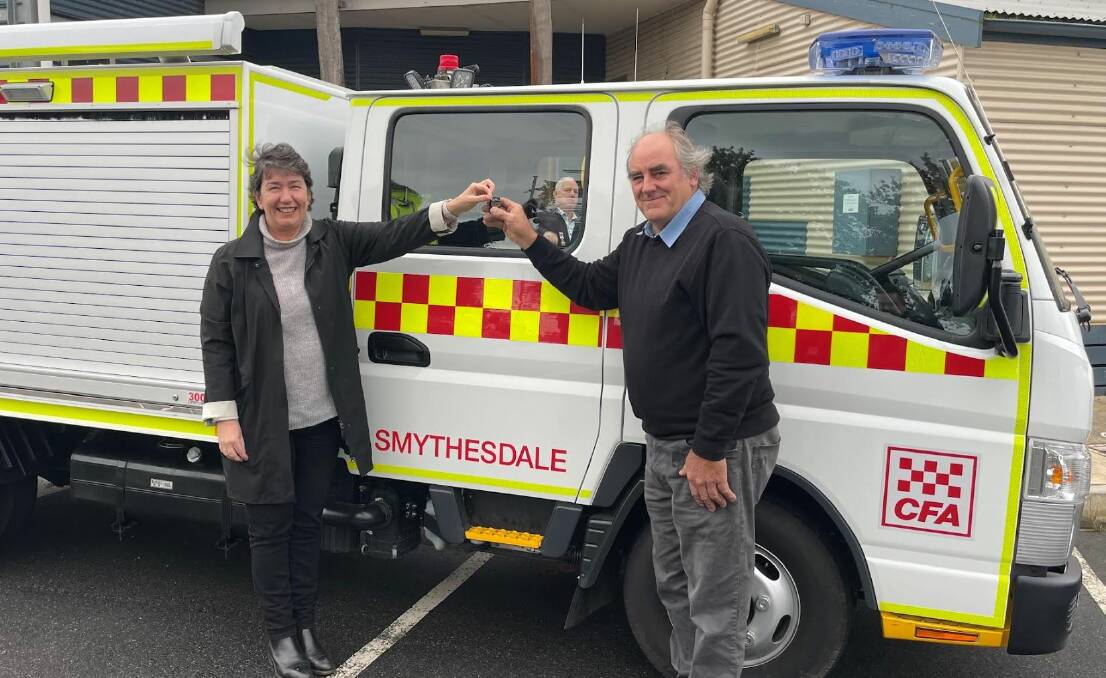 The Rehab truck had been in action for almost three years by the time the official handover took place in 2022 with Buninyong State Labor MP Michaela Settle and Smythesdale captain Jeff Carey. Picture supplied by CFA.