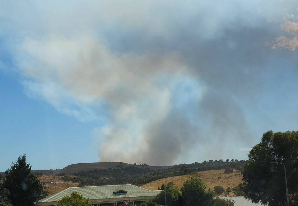 The blaze from Underbank Estate Bacchus Marsh around 5pm Friday. Picture by Natalie Franks.