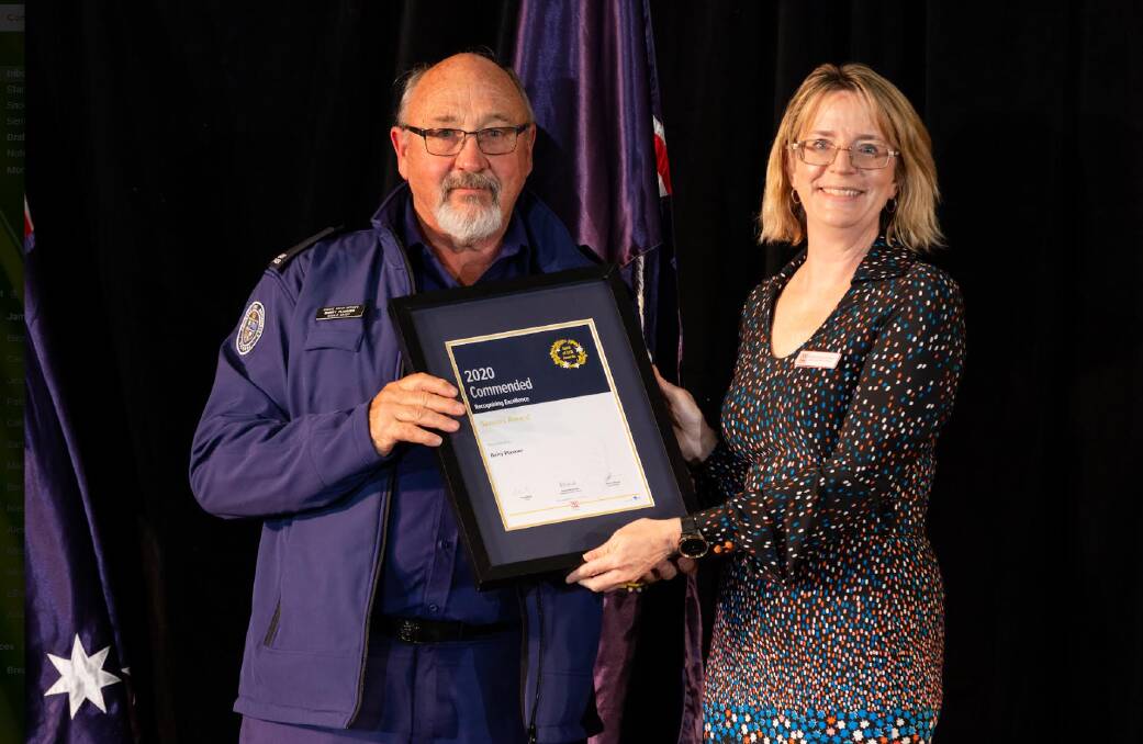 SENIOR: Barry Planner of Bannockburn was recognised for his mentoring work by CEO Natalie MacDonald. Picture: Blair Dellemijn of Uniform Photography