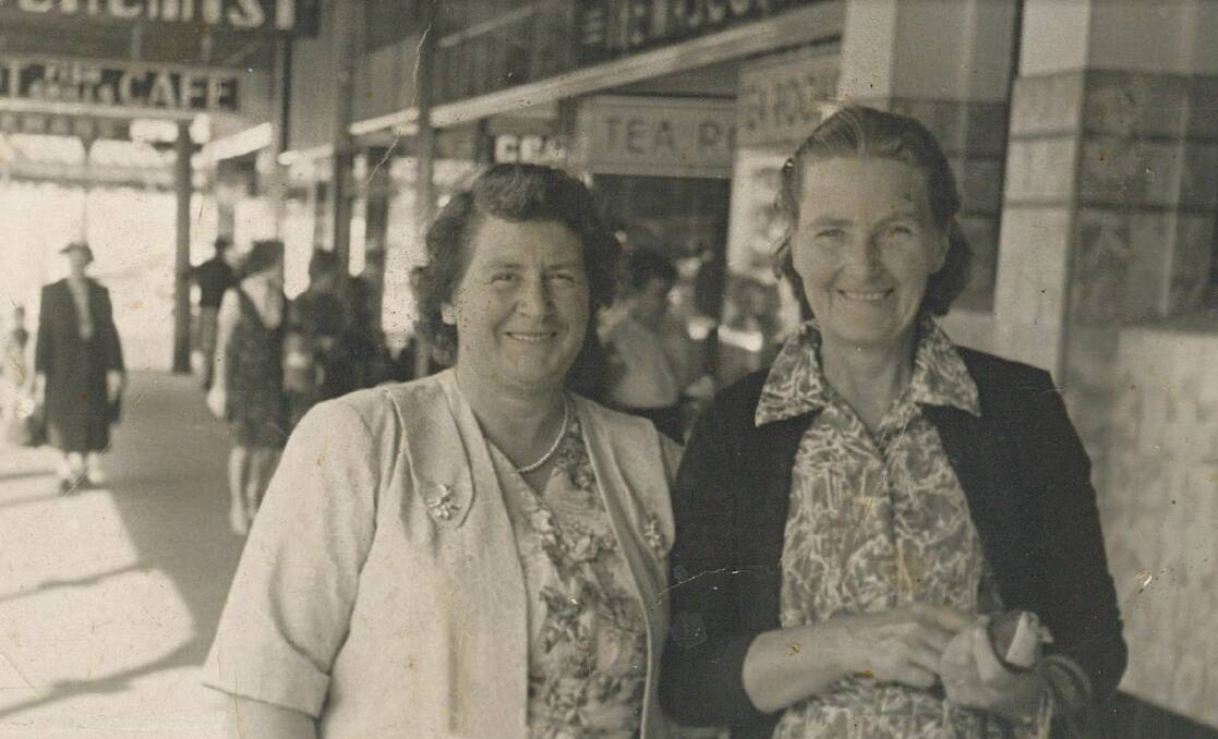 Frances Harris (right) with friend May Robinson, enjoying the streets of Ballarat. Picture supplied.