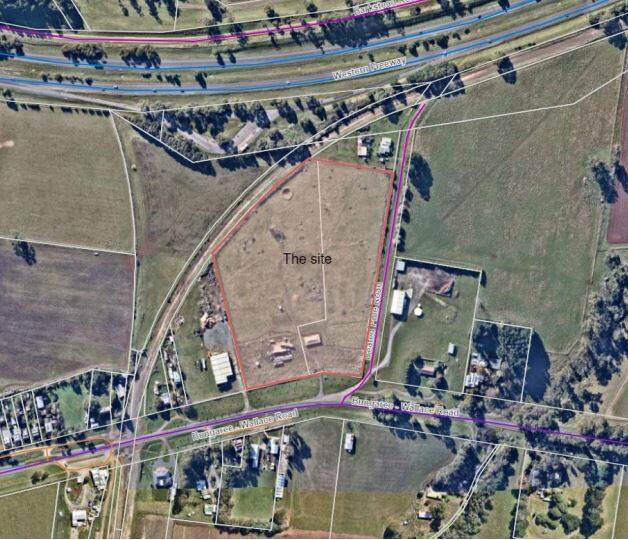 The proposed truck freight terminal is between a Western Freeway rest area, dirt road, Bungaree-Wallace Road and is over the road from Bungaree PS. Picture MSC.