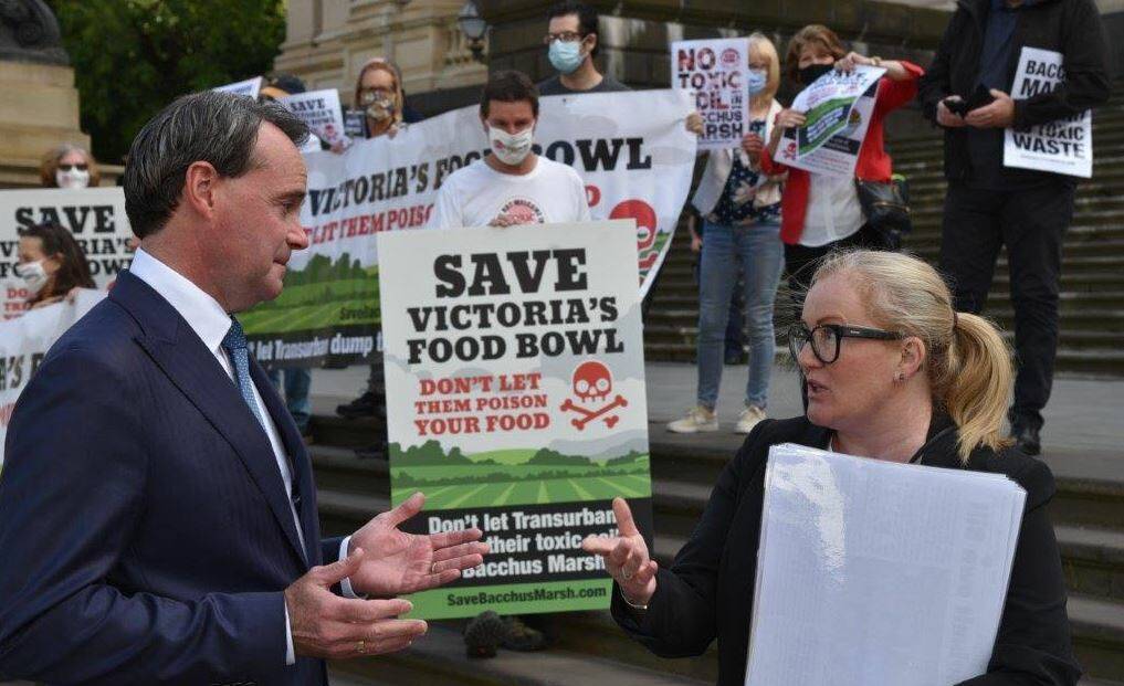 Nicola Reid at a Stop Ausnet rally at State Parliament in March. Picture supplied.
