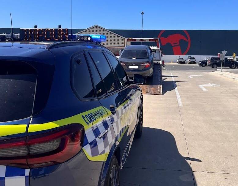 A car impounded in Ballarat during Operation Slowdown, which is targeting driver behaviour at roadworks. Picture supplied by Victoria Police.