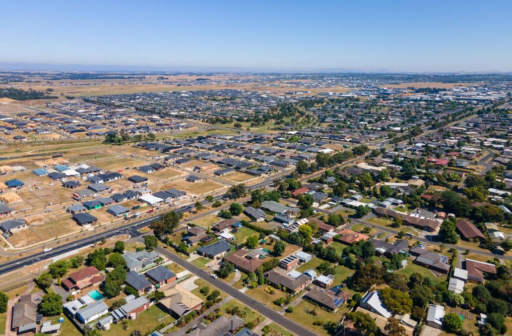 Drone image showing Ballarat's southward sprawl. Picture by Adam Spencer.
