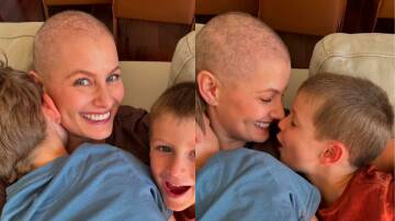Sam McClymont with her children in her cancer diagnosis announcement on Instagram. Picture Instagram