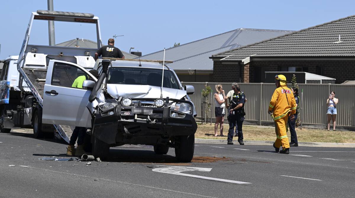 Emergency services were clearing the road after a two car collision about 1pm on February 10, 2024. Picture by Lachlan Bence
