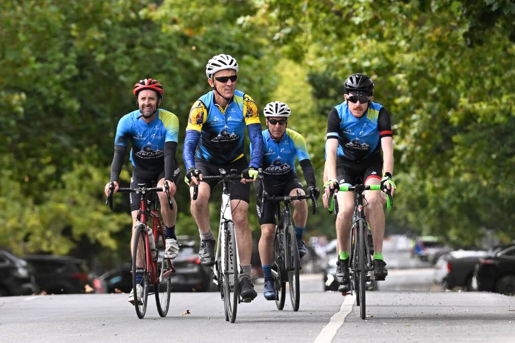 Ross Huntington, David Hearn, Michael Weadon and Patrick Cashin are part of a group of 13 riders who are raising money for Grampians Health Ballarat. Picture by Adam Trafford