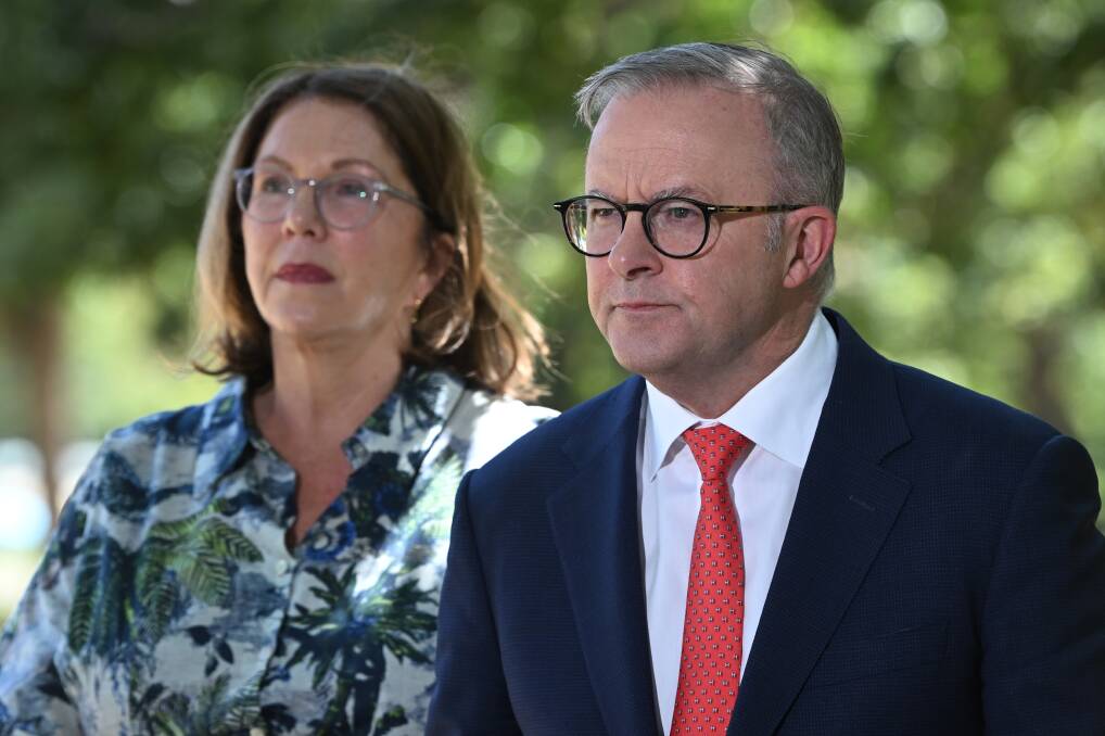 Australian Prime Minister Anthony Albanese and federal MP Catherine King speaking in Ballarat on February 11, 2024: Picture by Kate Healy