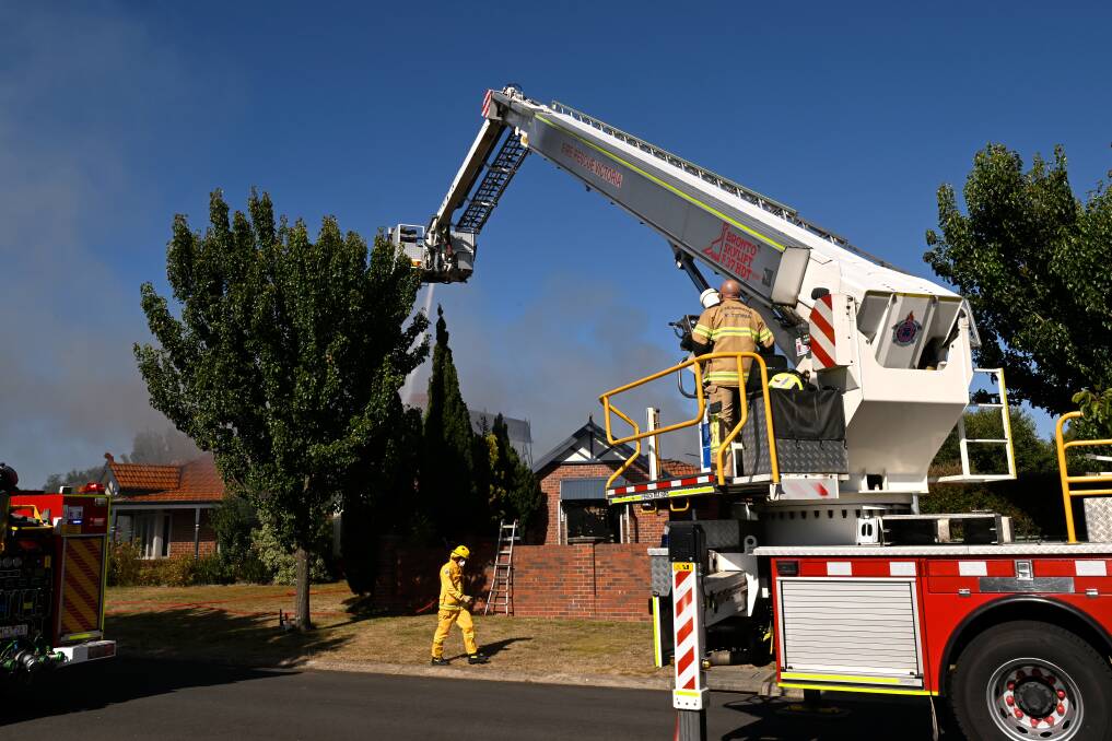 Firefighters extinguishing a blaze in Alfredton on February 10, 2024. Picture by Adam Trafford