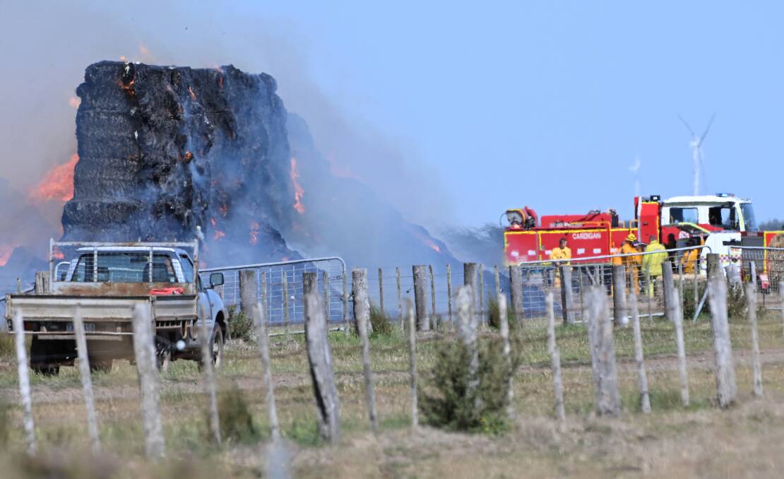 A large fire is burning on a farm in Burrumbeet. Picture by Lachlan bence