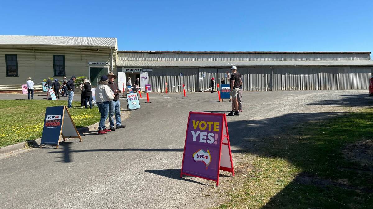 Voters gathering at Ballarat Showgrounds on Monday October 2, 2023. Picture by Bryan Hoadley
