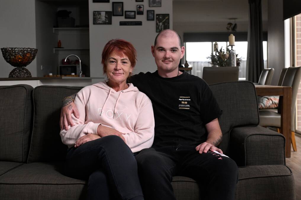 Darcy King, 22, and his mother Kellie at their home in Ballarat. Picture by Adam Trafford