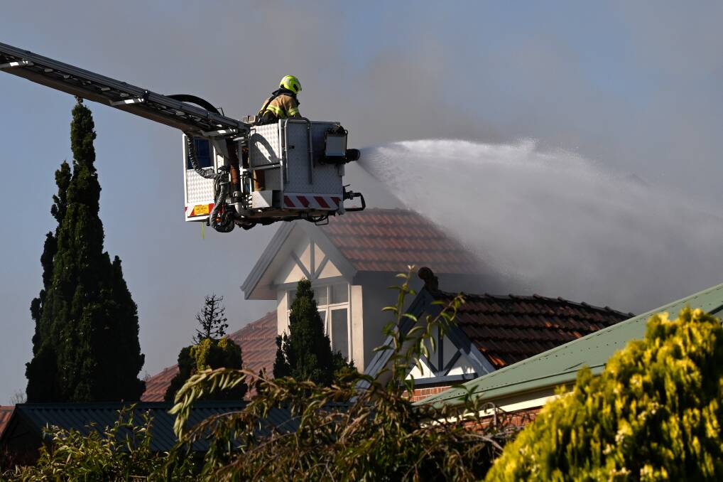 Firefighters extinguishing a blaze in Alfredton on February 10, 2024. Picture by Adam Trafford
