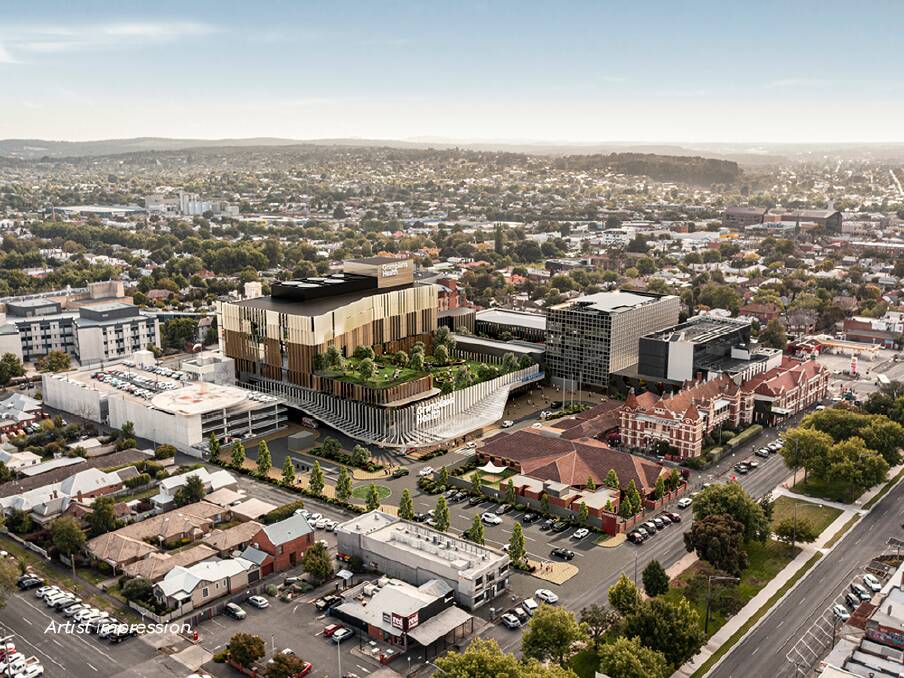 Artist impression of an aerial view of the Ballarat Base Hospital expansion.