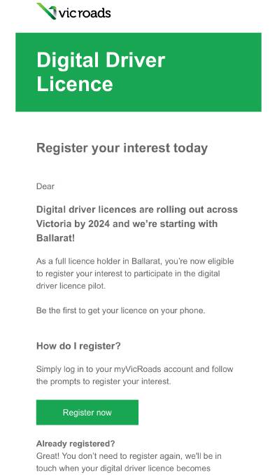 An email sent out on Wednesday night confused licence holders. Picture supplied