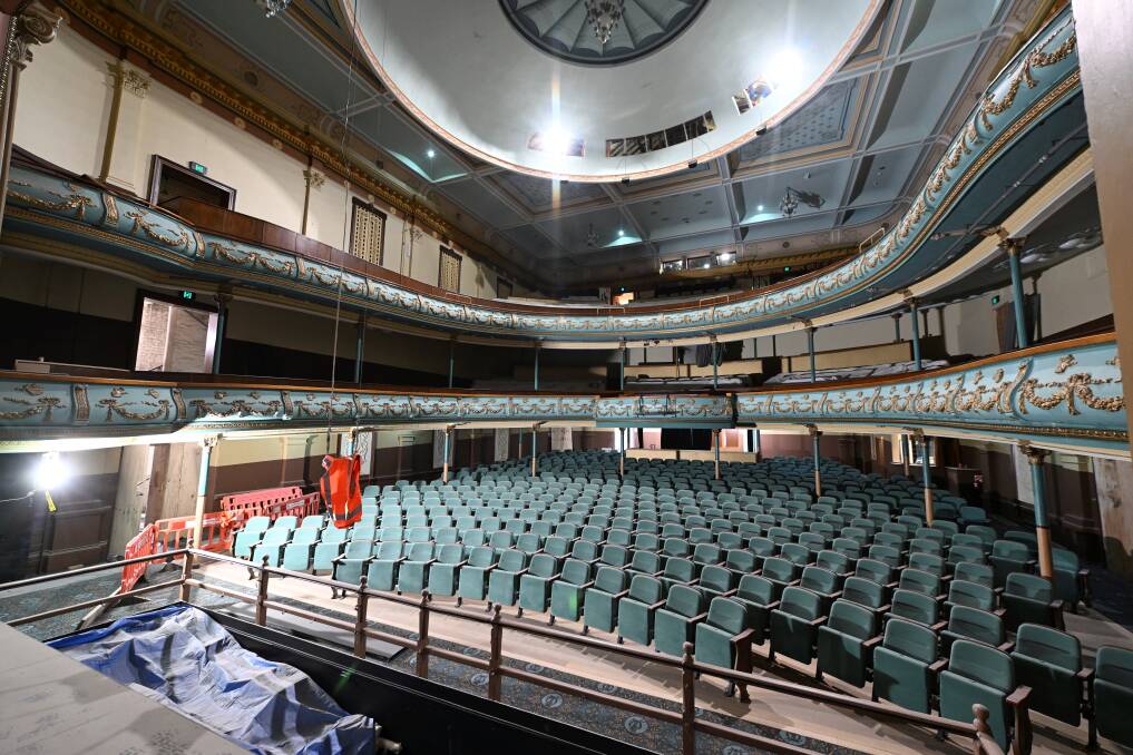 Inside the theatre, construction continues. Picture by Lachlan Bence