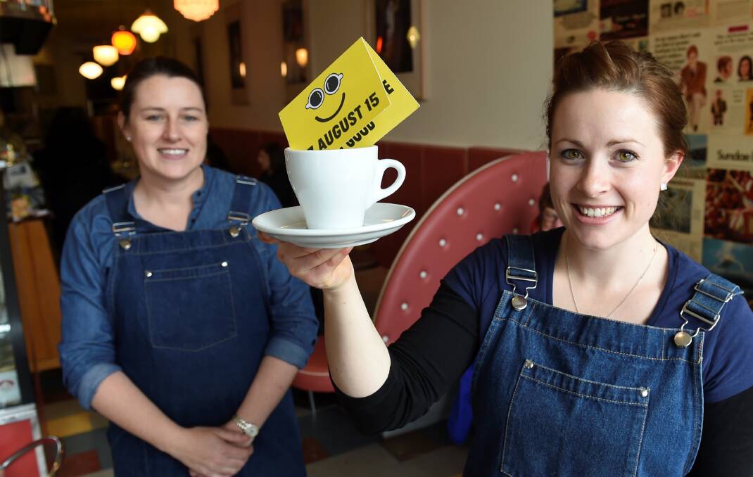 DONATION: Little Bird Cafe co-owner Jill Bingham and employee Trelawny Kean are gearing up for Cafe Smart Day on Friday August 7. Picture: Lachlan Bence. 