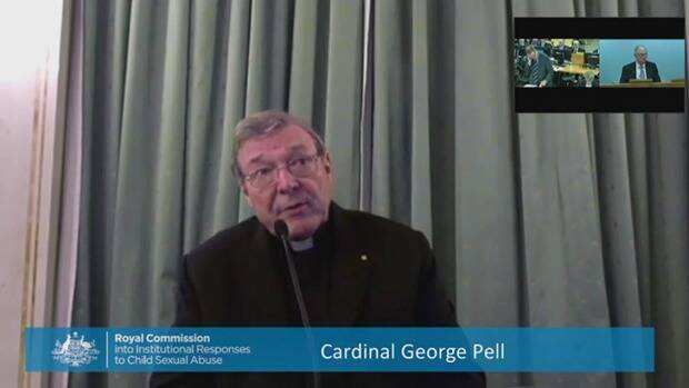 Cardinal Pell giving evidence into the Royal Commission.