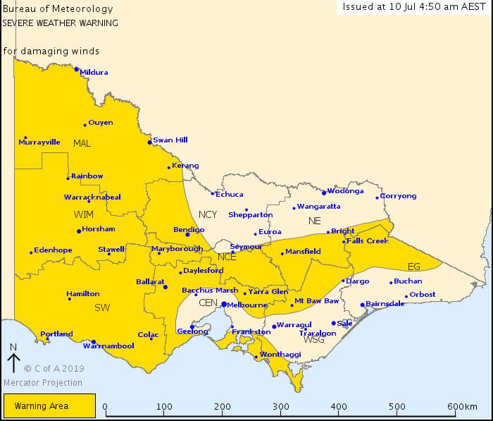 Wild, wet and windy: severe weather warning issued for Ballarat