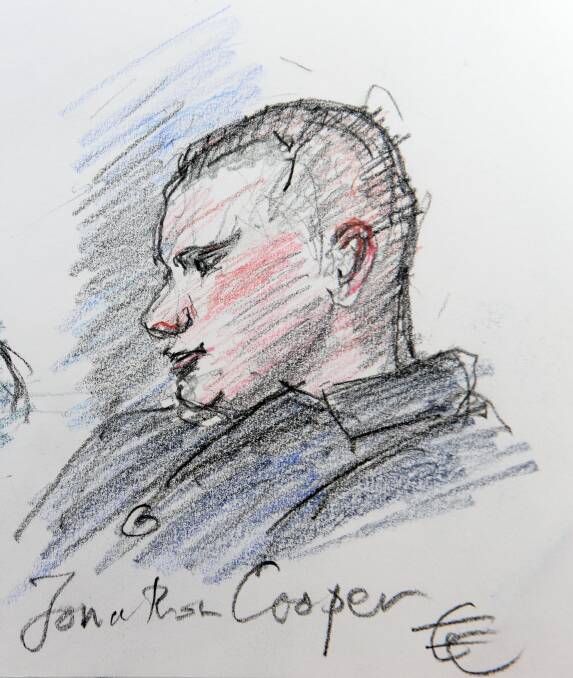 An artist's sketch of Jonathon Cooper in court.
