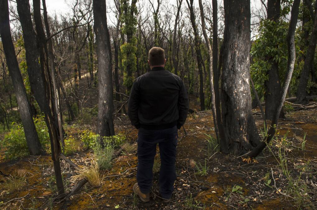 I'M SORRY: Roger Skimming reflects on the last 12 months since the devastating bushfires ripped through the community. Picture: Luka Kauzlaric