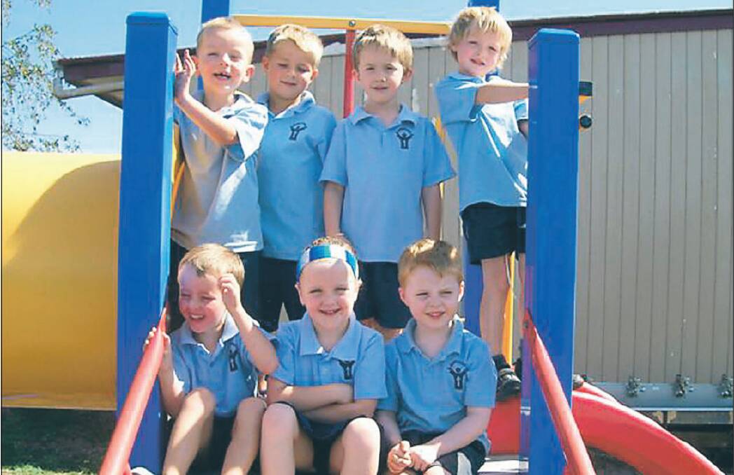 St Brendan's Primary School grade preps in 2007, from back left: Liam, Chad, Tom and Brent. Front from left: Charlie, Bonnie and Will.