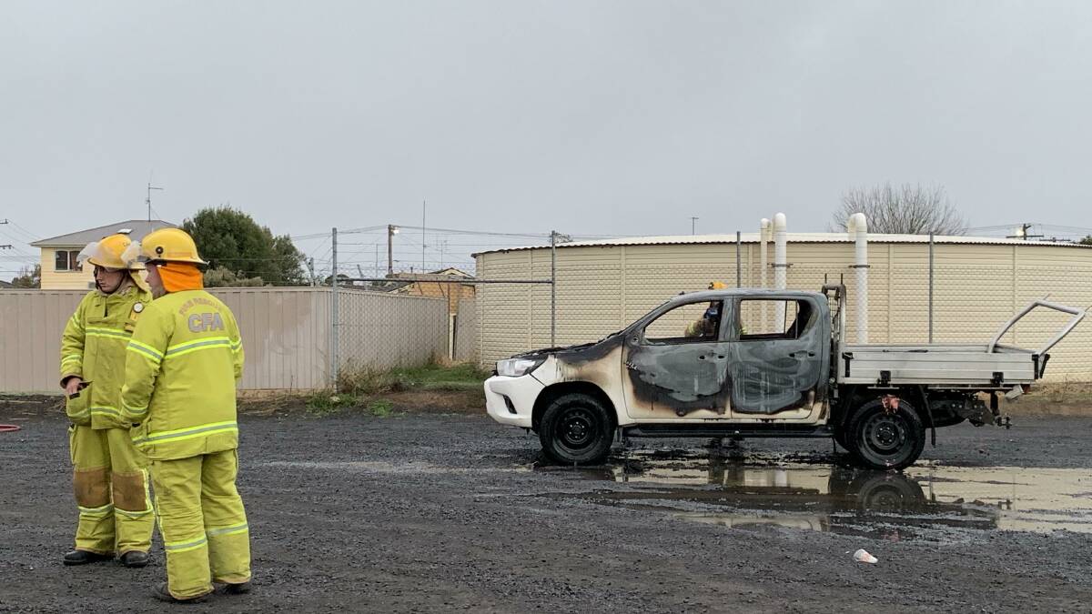 Ute torched in carpark near sports stadium