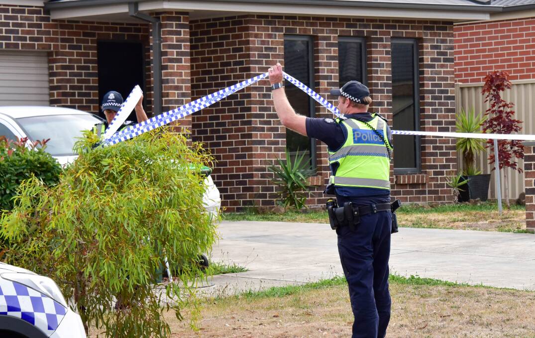 Police set up a crime scene in Canadian in February, where Ballarat woman Tamara Farrel was allegedly murdered.