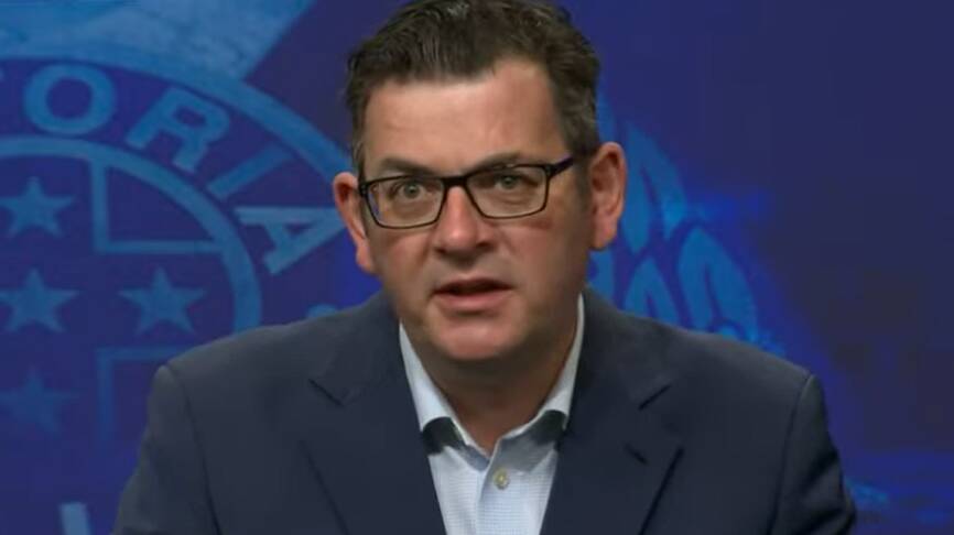 Premier Daniel Andrews fronting the media this morning. Photo: ABC News.