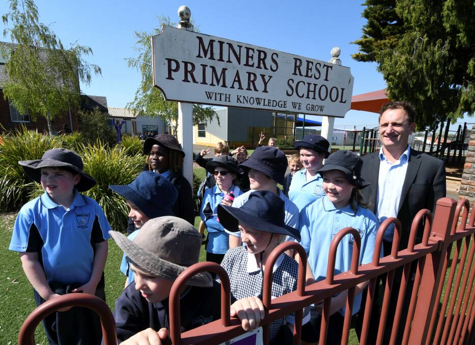 Numbers at Miners Rest have tripled since 2011. Principal Dale Power with pupils in 2017.
