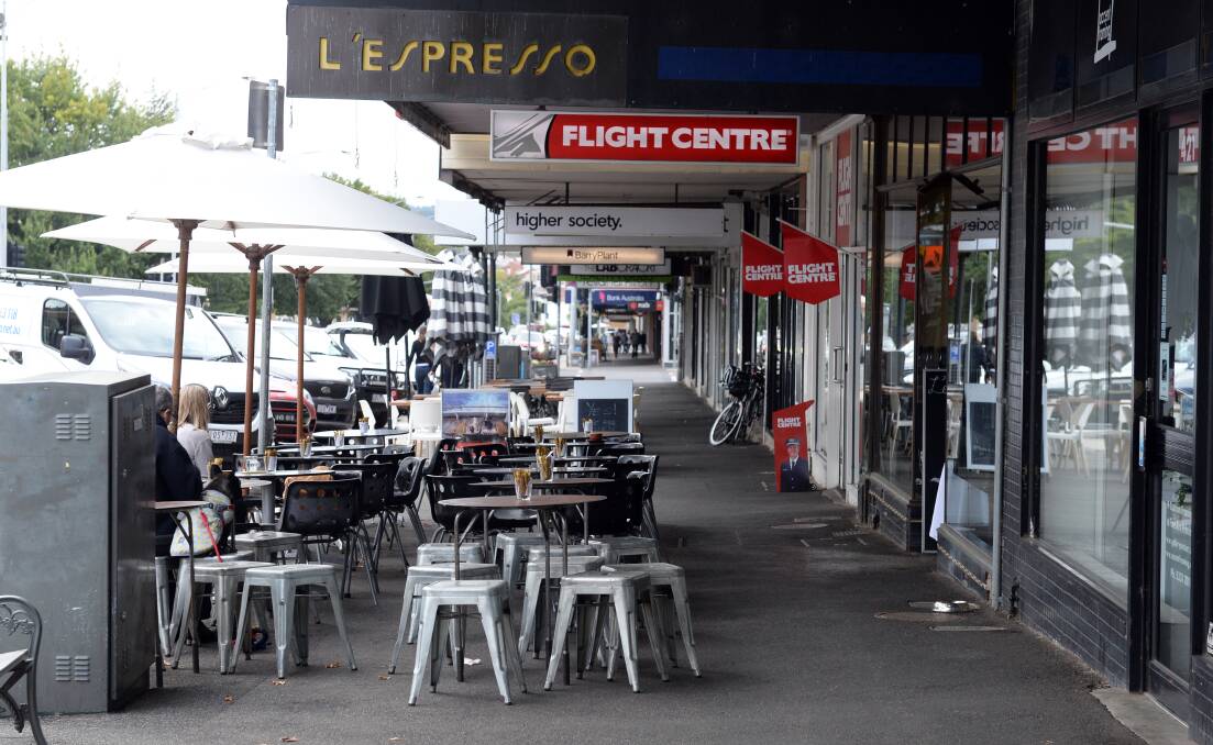 The usually busy Sturt Street cafe strip is now a ghost town. Photo: Kate Healy.