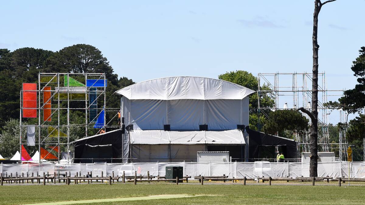 THE BIG STAGE: Victoria Park is taking on a new life as the stages are assembled.