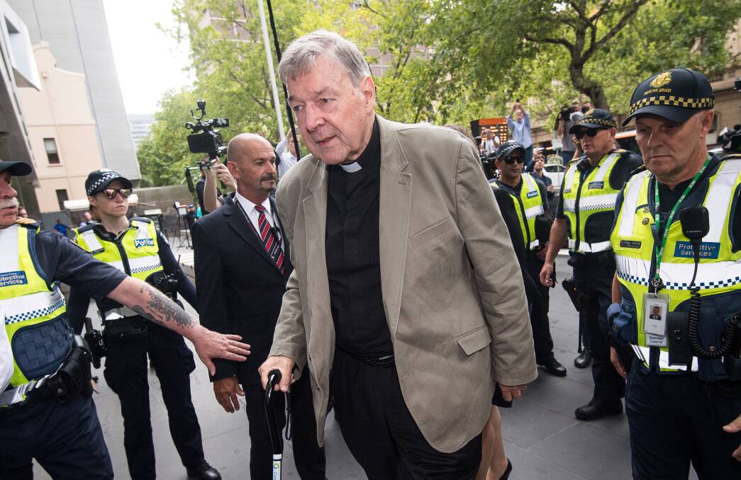 George Pell arriving at court today. Photo: Justin McManus.