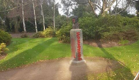 The John Howard bust that was vandalised. 