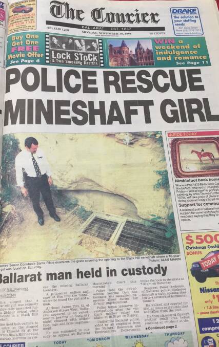 The front page of The Courier the day after the girl was rescued.