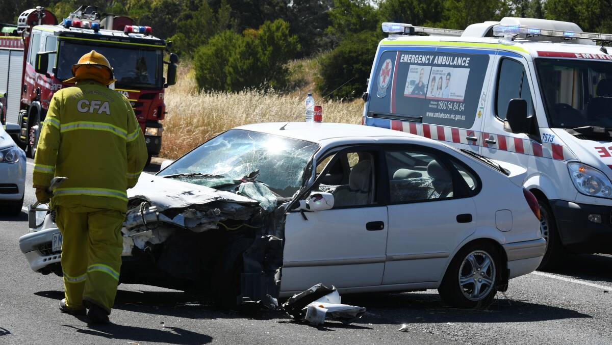 In the second crash, an elderly woman was taken to hospital after crashing into roadwork machinery on the freeway.
