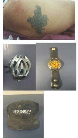 The tattoo and items police hope can help identify the man.