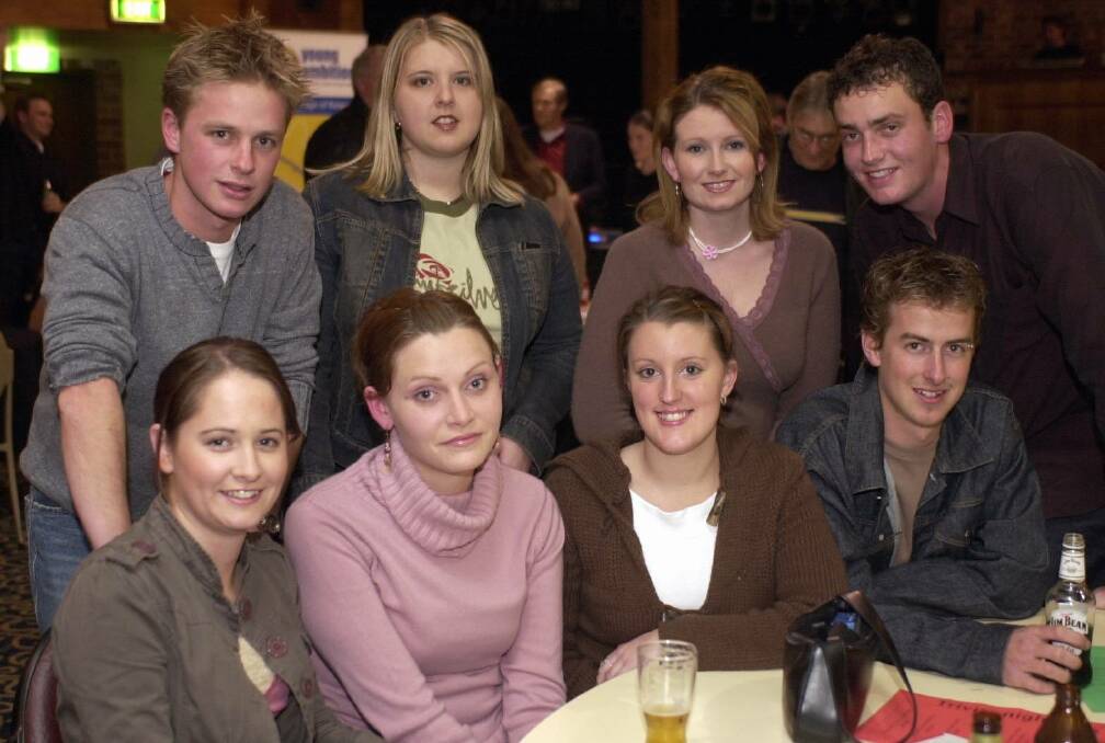2003 - Young Ambition Rotary Charity night at Rafters, pictured back row from left are Hayden Bromley, Lauren Bromley, Olivia Vermeend, and Luke Sexton. Front row, Kristy Mahar, Laura Paterson, Erin Keating and Nathan Harris.