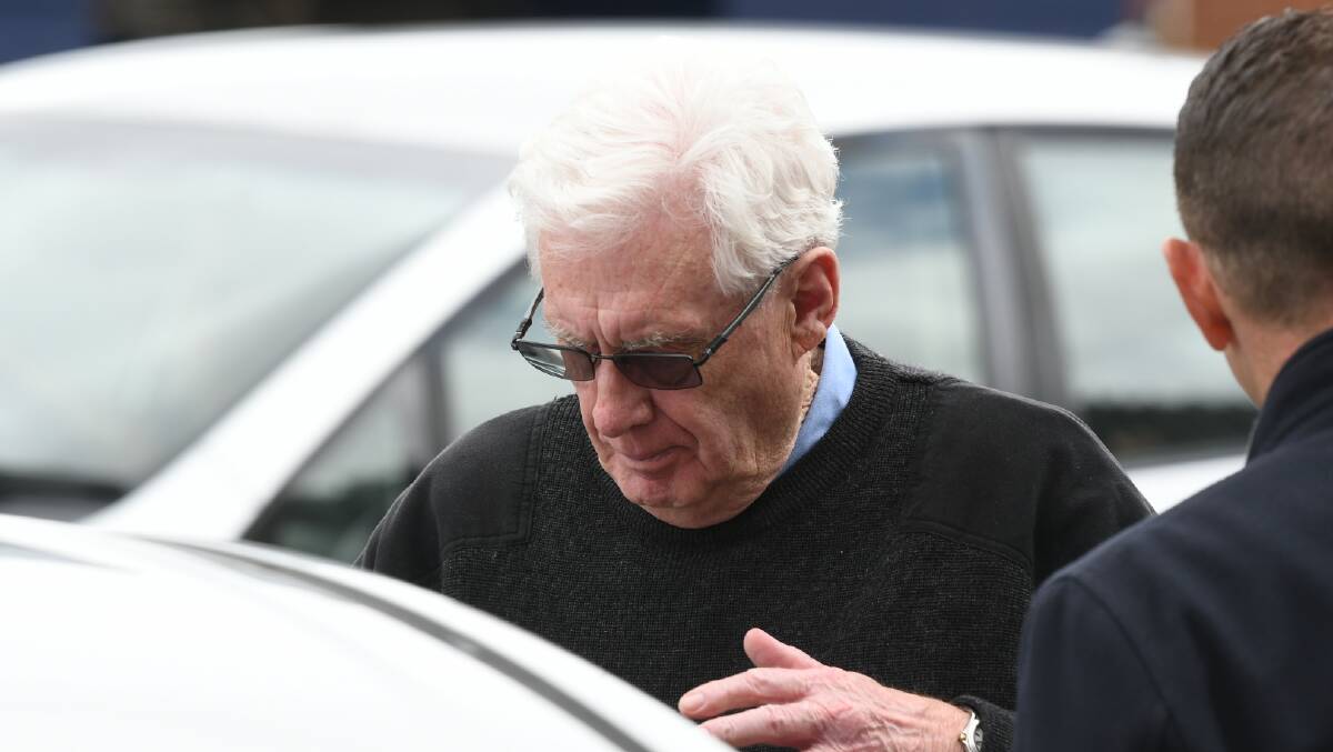 Leslie Lane, 73, getting into a car after being bailed as he appeals his sentence. Photo: Lachlan Bence.