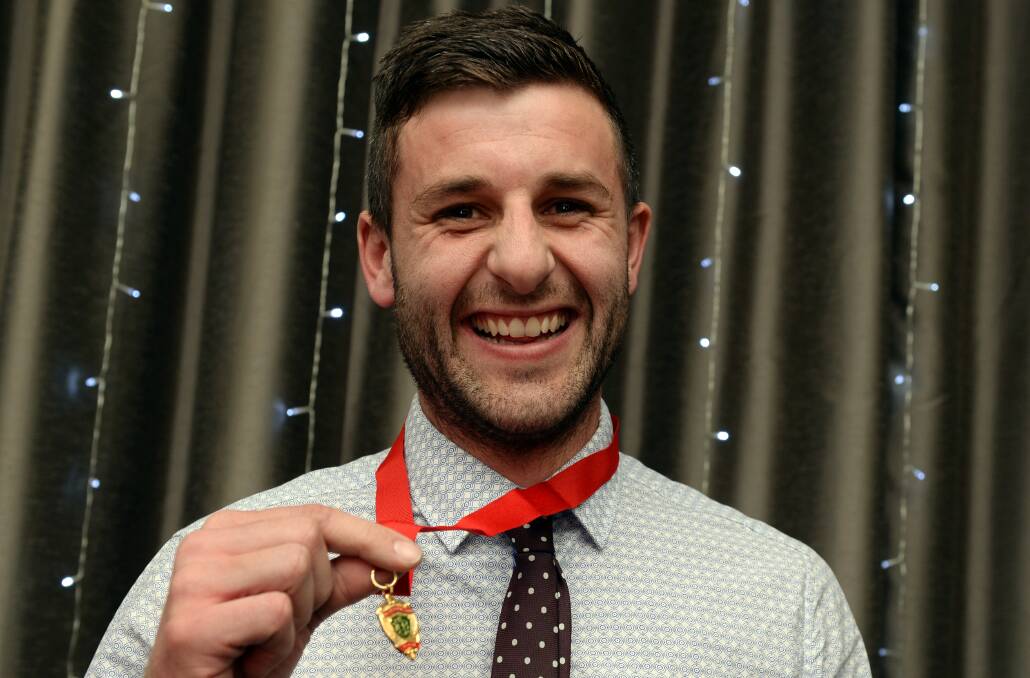 EXCITED: Nathan Horbury all smiles with the 2017 Henderson Medal. Picture: Kate Healy