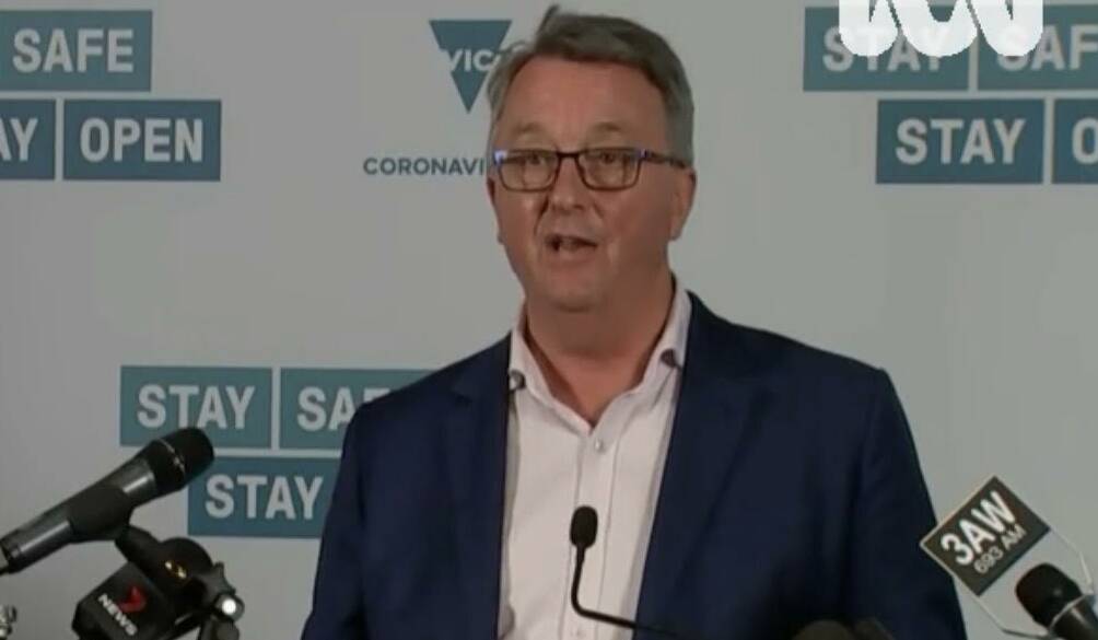 Health Minister Martin Foley speaking on Friday afternoon. Image: ABC News.
