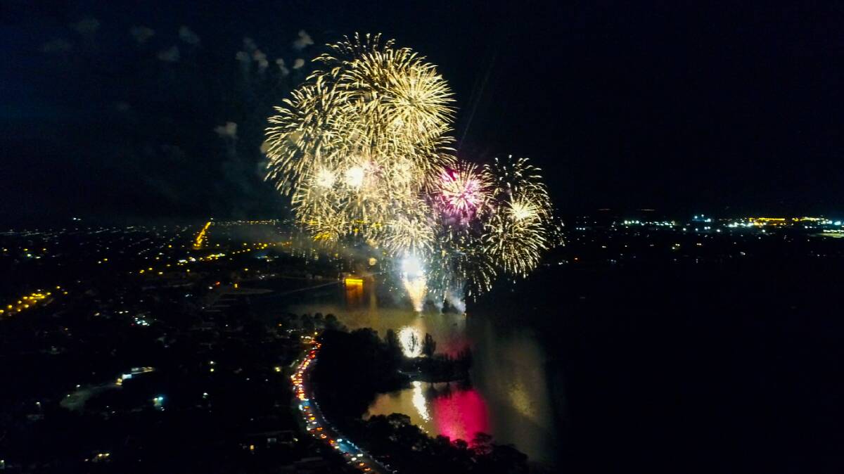 An aerial view of the fireworks on January 16, 2022. Picture: Skyline Drone Imaging.