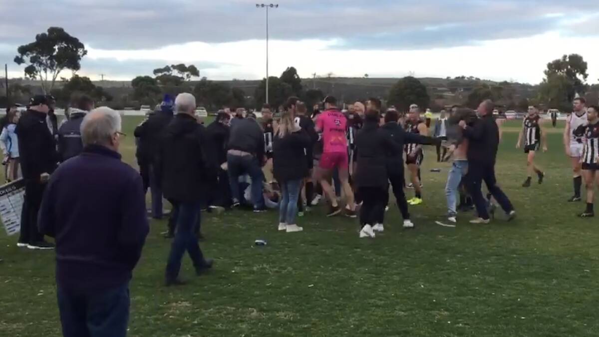A screenshot of the video of the brawl.